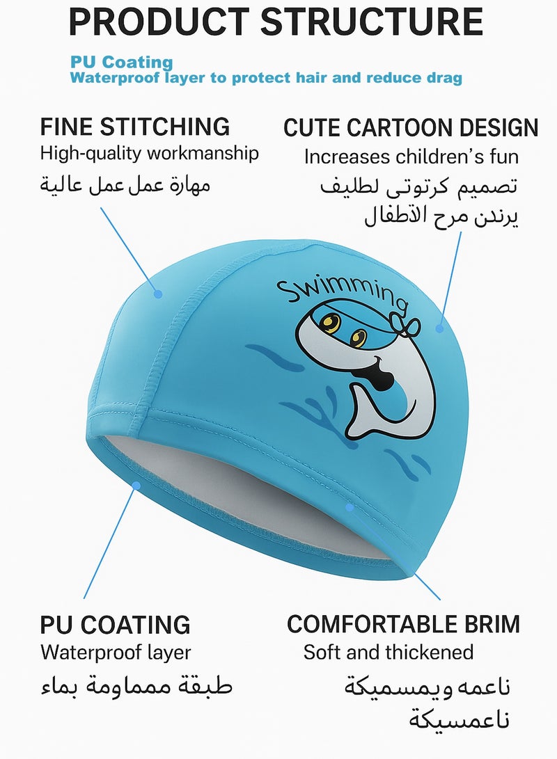 5 عبوات قبعة سباحة ناعمة مريحة مقاومة للماء عالية المرونة قبعة استحمام عالمية للأطفال - Image 5
