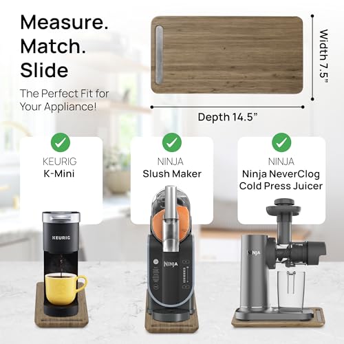 Ibyx Elegant Sliding Tray for Your Coffee Maker & Heavy Kitchen Appliances - Sturdy, Slides Easily from Under The Cabinet (Brown, 7.5”W x 14.5”D) - Image 5
