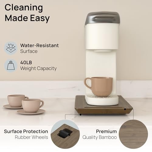 Ibyx Elegant Sliding Tray for Your Coffee Maker & Heavy Kitchen Appliances - Sturdy, Slides Easily from Under The Cabinet (Brown, 7.5”W x 14.5”D) - Image 4