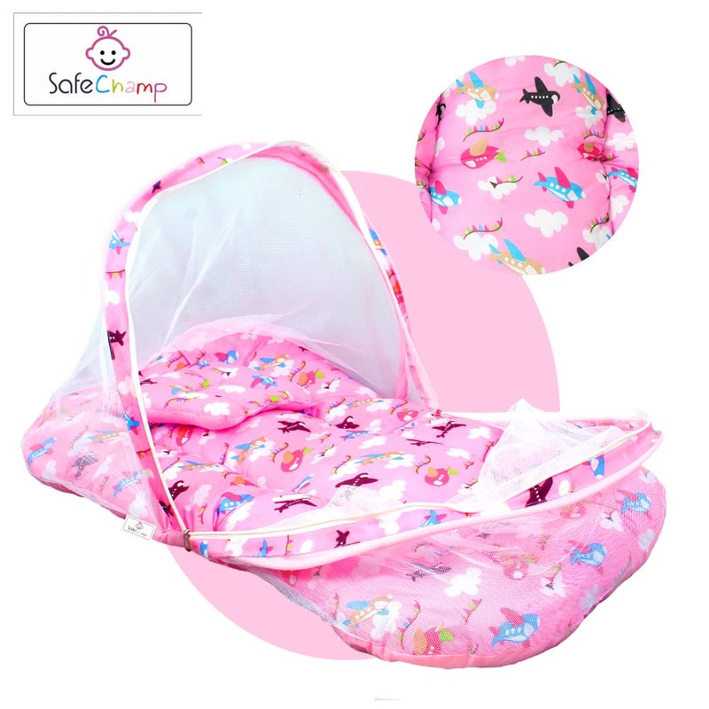 SafeChamp طقم سرير الأطفال SafeChamp Skyler مع وسادة وحقيبة نوم (عبوة -2) (وردي) - Image 2