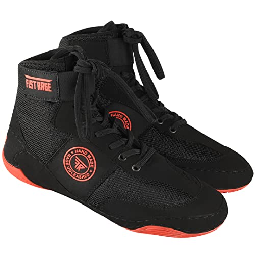 FISTRAGE FR FISTRAGE Wrestling Shoes Fighting Sports Master Training Mesh and Rubber Sole Unisex Pro Men's and Youth Genuine Boot Light Weight | Combat Footwear for Adults (Red-Black, 6) - Image 3