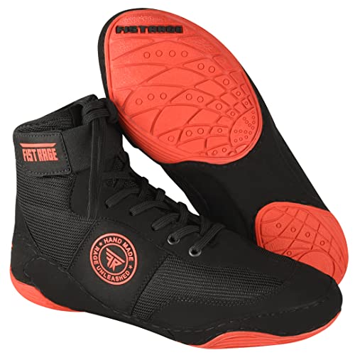 FISTRAGE FR FISTRAGE Wrestling Shoes Fighting Sports Master Training Mesh and Rubber Sole Unisex Pro Men's and Youth Genuine Boot Light Weight | Combat Footwear for Adults (Red-Black, 6) - Image 1