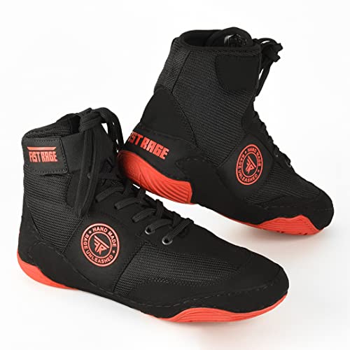 FISTRAGE FR FISTRAGE Wrestling Shoes Fighting Sports Master Training Mesh and Rubber Sole Unisex Pro Men's and Youth Genuine Boot Light Weight | Combat Footwear for Adults (Red-Black, 6) - Image 4