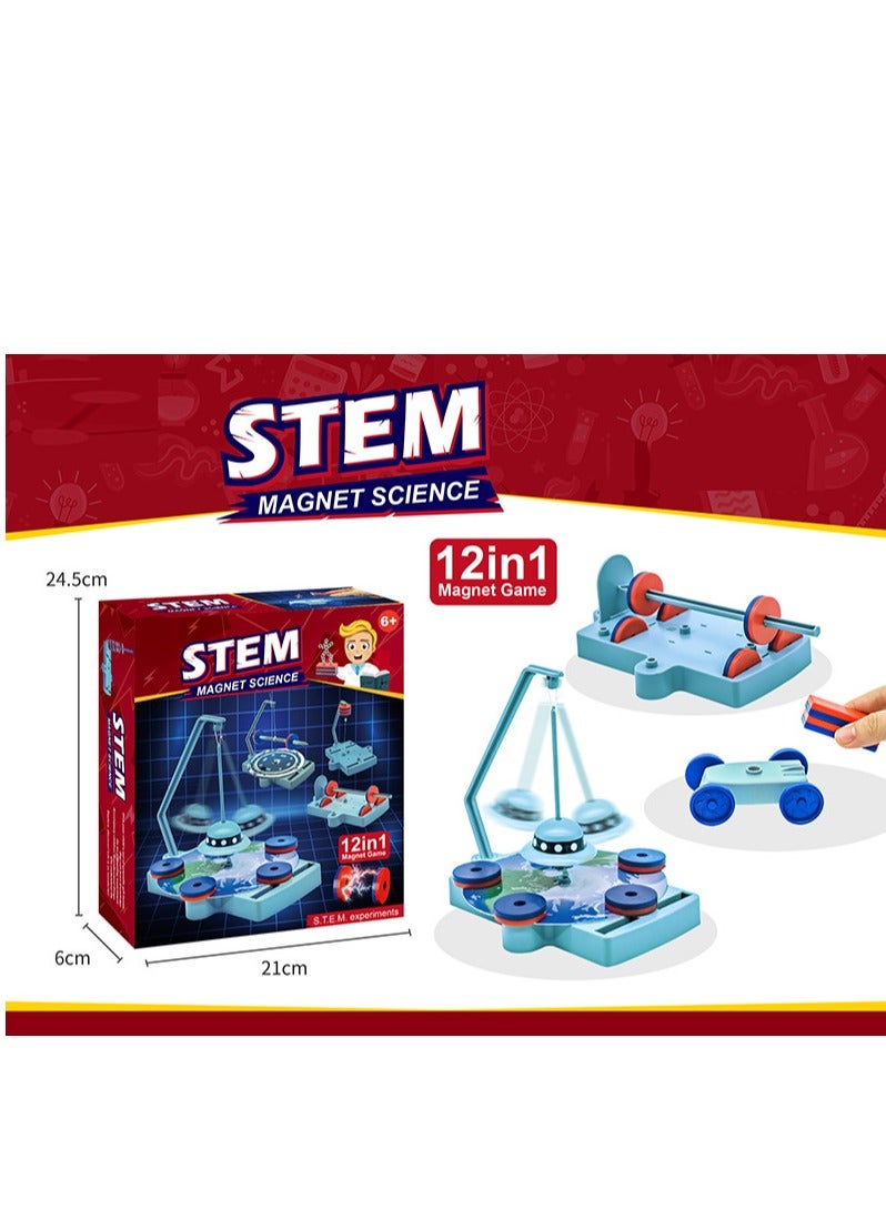 STEM 12 in 1 Magnet Science,Science and Physics home chemical lab Educational Game for kids and It is an educational game that helps focus, creativity,Children's DIY 6+ Years - Image 3