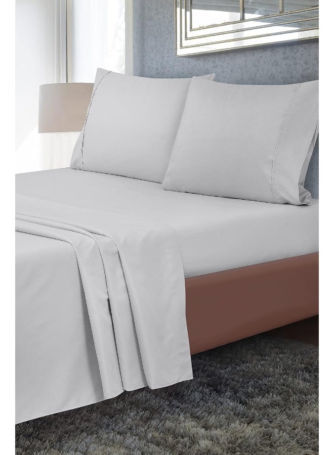 ROYALE LINENS 2 Pack Bulk Flat Sheet Set - Top Sheet - Soft 1800 Microfiber - Wrinkle & Stain Resistant - for Hotel, Massage Table, Hospital, Dorm - Queen Flat Sheet Sold Separately (Queen, Silver)  - Image 2