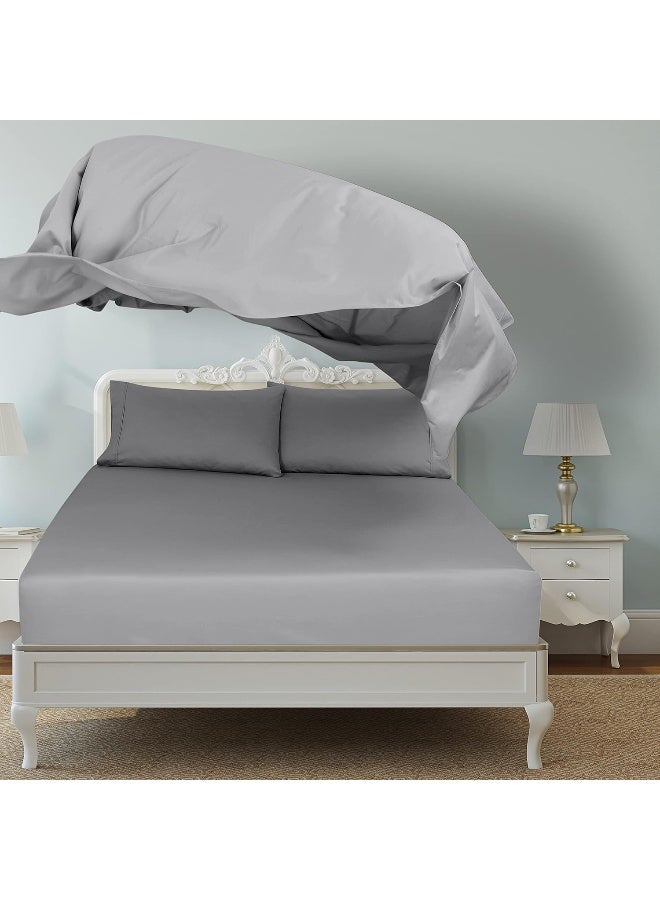 ROYALE LINENS 2 Pack Bulk Flat Sheet Set - Top Sheet - Soft 1800 Microfiber - Wrinkle & Stain Resistant - for Hotel, Massage Table, Hospital, Dorm - Queen Flat Sheet Sold Separately (Queen, Silver)  - Image 3