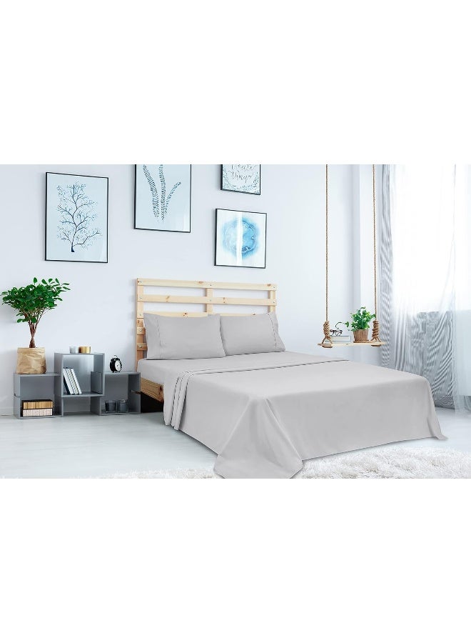 ROYALE LINENS 2 Pack Bulk Flat Sheet Set - Top Sheet - Soft 1800 Microfiber - Wrinkle & Stain Resistant - for Hotel, Massage Table, Hospital, Dorm - Queen Flat Sheet Sold Separately (Queen, Silver)  - Image 5