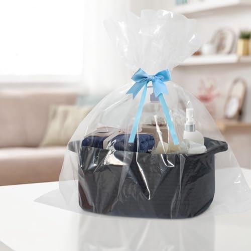 MEGASKET Black Woven Baskets for Organizing, Cotton Rope Baskets for Gifts Empty Medium, Cute Dog Toy Bin Box, Decorative Closet Bathroom Bedroom Storage Organizer, Wicker Black Bin for Towels, Books - Image 3