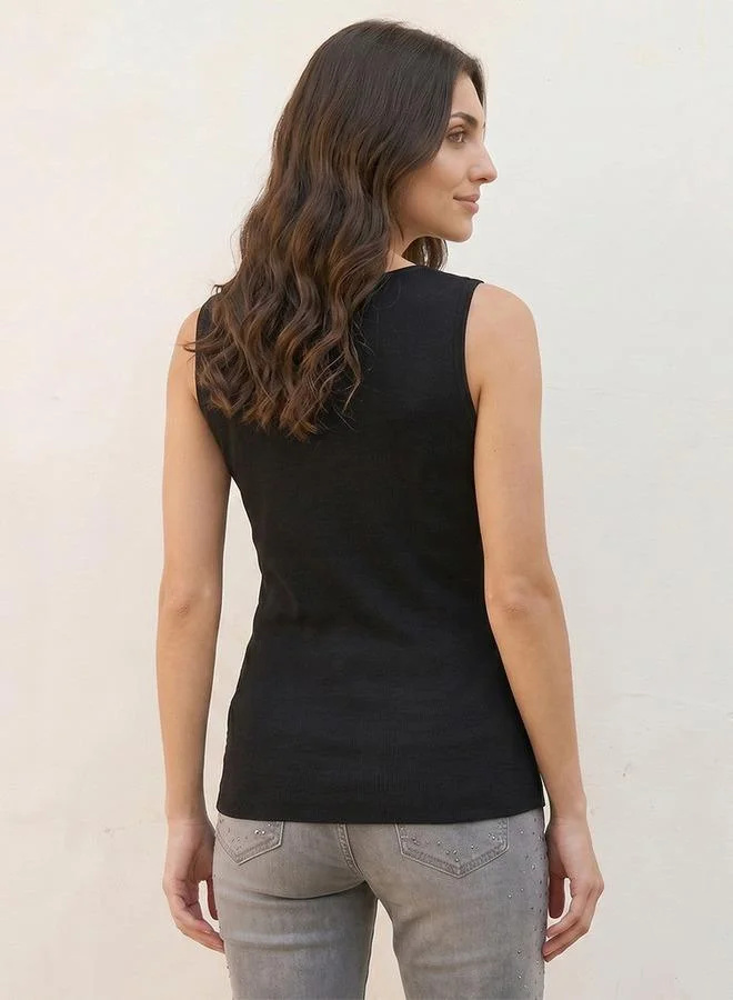 Iconic BLACK HOT FIX SLEVLESS TANK for Women | Best Price UAE