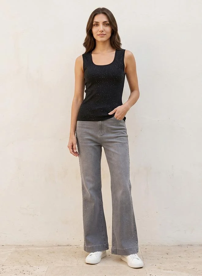 Iconic BLACK HOT FIX SLEVLESS TANK for Women | Best Price UAE