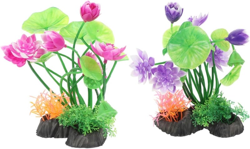 SHOWERORO Artificial Aquarium Plants 2pcs Fish Tank Water Grass Decoration Plastic Aquatic Plant Model Aquarium Ornament for Freshwater Tanks - Image 1