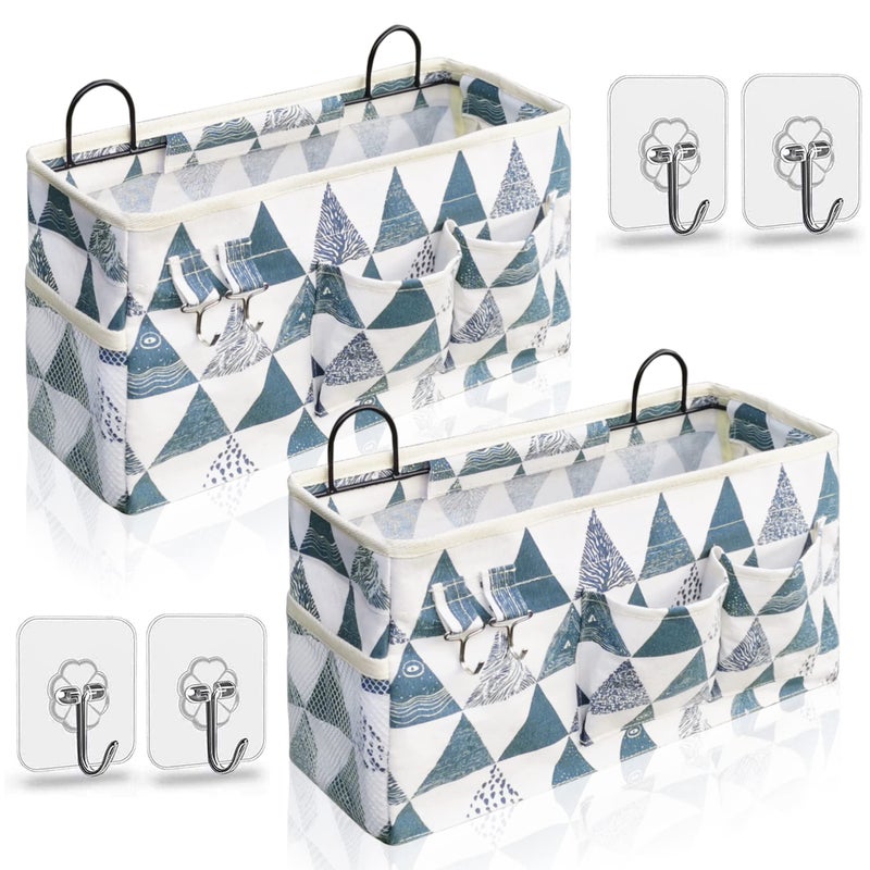Kanrichu 2pcs Large Wall Hanging Organizer Bag, Linen Fabric Door Hanging Storage Baskets with Pockets, Waterproof Bin for Kitchen, Bedroom, Office, RV Camper (Triangle) - Image 1