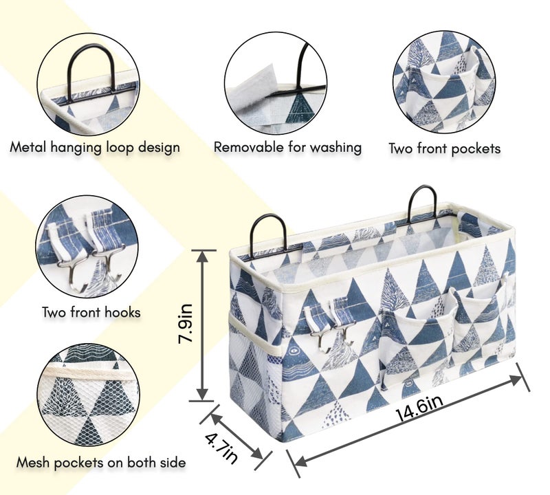 Kanrichu 2pcs Large Wall Hanging Organizer Bag, Linen Fabric Door Hanging Storage Baskets with Pockets, Waterproof Bin for Kitchen, Bedroom, Office, RV Camper (Triangle) - Image 5