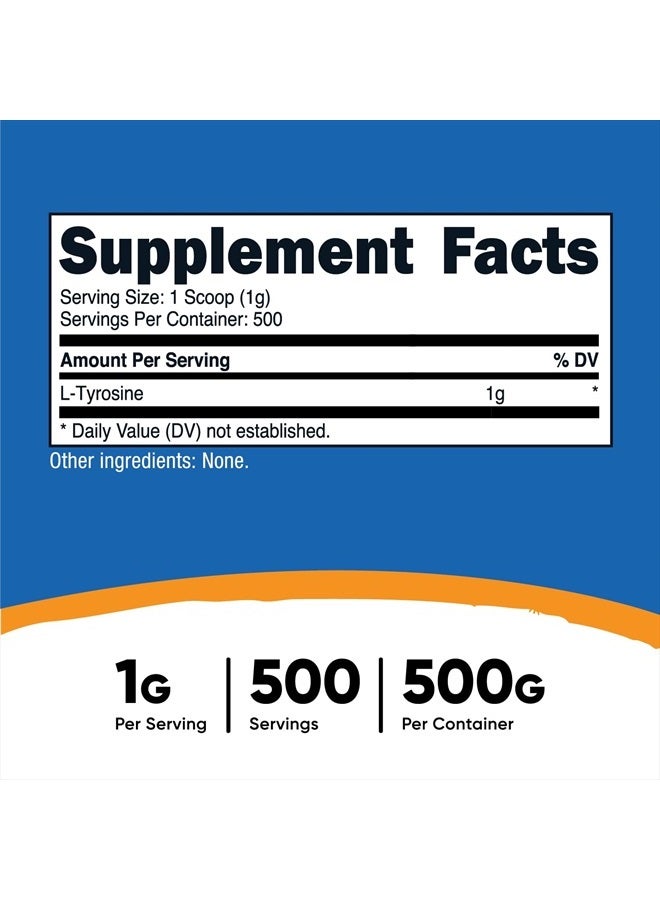 Nutricost مسحوق إل تيروسين 500 جرام - مسحوق إل تيروسين نقي 1 جرام لكل وجبة - Image 2