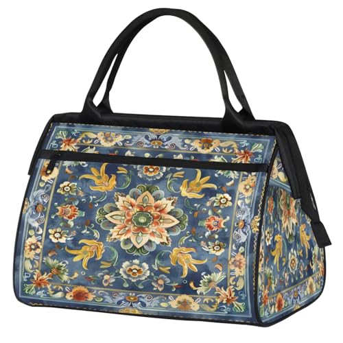 cfpolar Carpet Flower Pattern Gym Bag for Women Men Travel Sports Duffel Bag with Trolley Sleeve Waterproof Sport Weekender Overnight Bags Carry On Tote Bags for Travel Gym Sport5 - Image 1