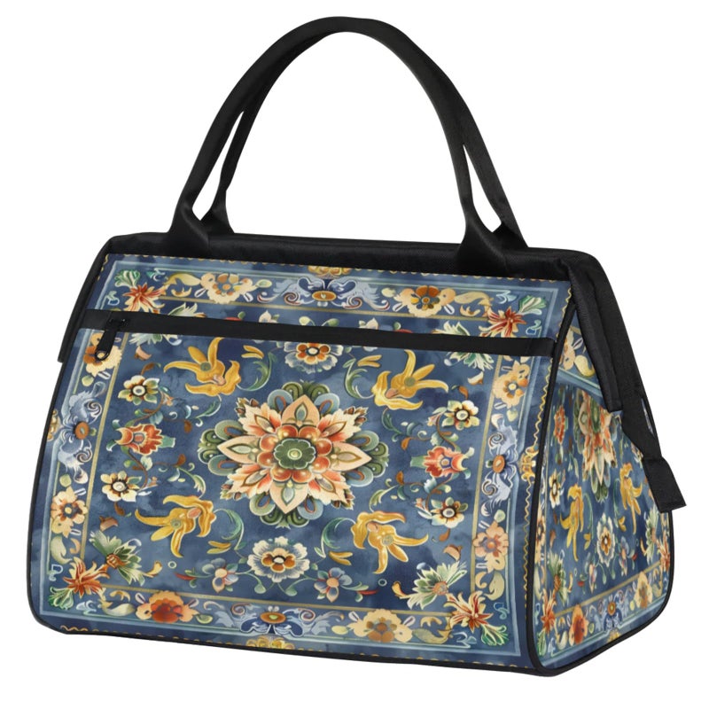 cfpolar Carpet Flower Pattern Gym Bag for Women Men Travel Sports Duffel Bag with Trolley Sleeve Waterproof Sport Weekender Overnight Bags Carry On Tote Bags for Travel Gym Sport5 - Image 2