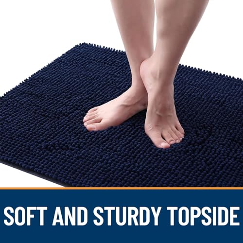 OLANLY Dog Door Mat for Muddy Paws 30x20, Absorbs Moisture and Dirt, Absorbent Non-Slip Washable Doormat, Quick Dry Chenille Mud Mat for Dogs, Entry Indoor Entryway Carpet for Inside Floor, Navy Blue - Image 5