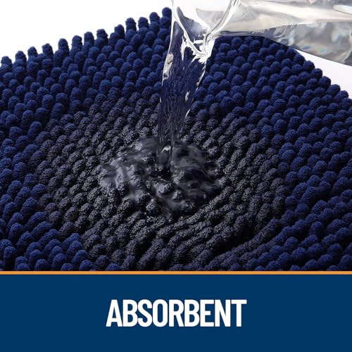 OLANLY Dog Door Mat for Muddy Paws 30x20, Absorbs Moisture and Dirt, Absorbent Non-Slip Washable Doormat, Quick Dry Chenille Mud Mat for Dogs, Entry Indoor Entryway Carpet for Inside Floor, Navy Blue - Image 4