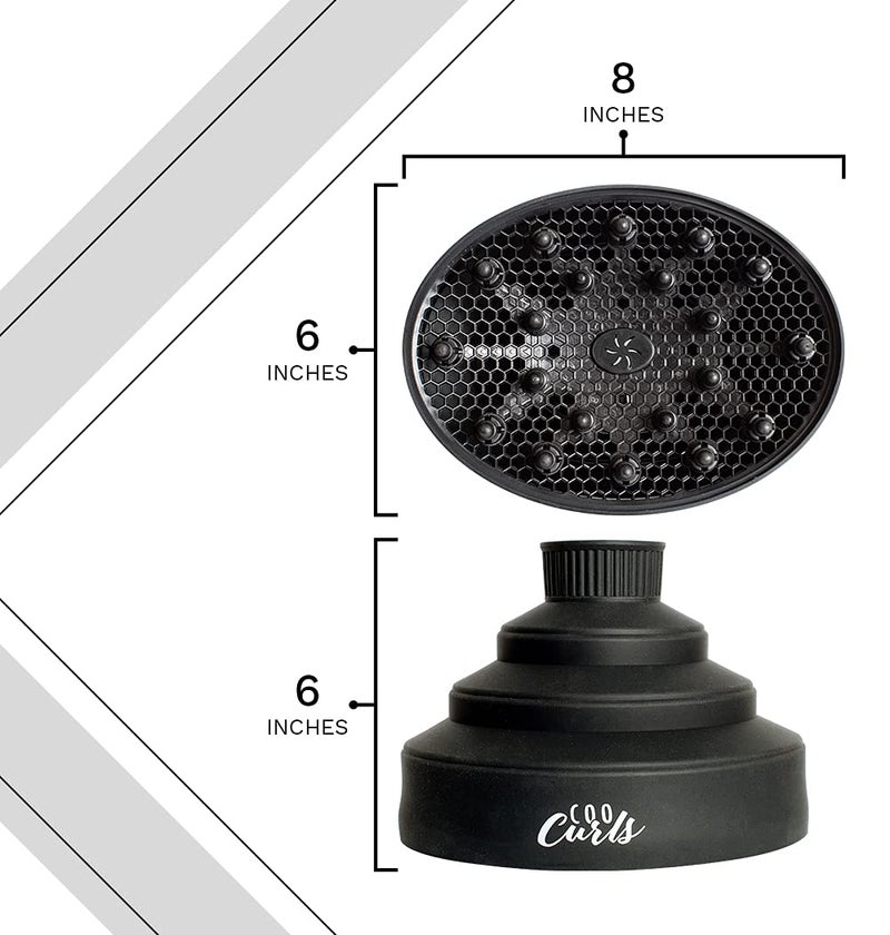 Cooboard CooCurls Hair Diffuser | Large Oval Collapsible Attachment for Hair Dryer for Salon Quality Curls at Home, Larger Size for Quicker Drying Time | NOT UNIVERSAL, Check Below for Sizing - Image 3