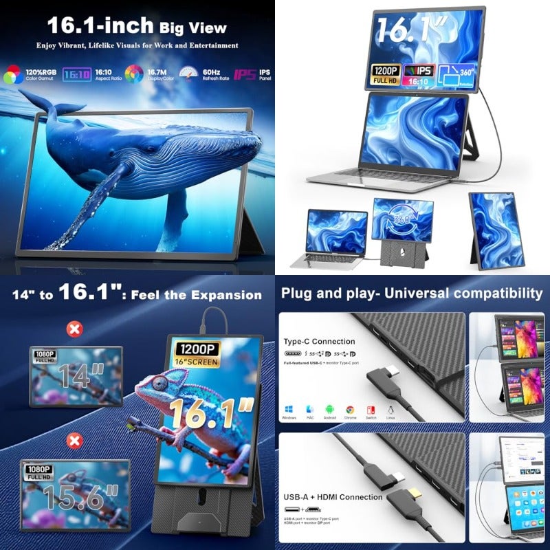teamgee Teamgee 16 1 Laptop Screen Extender Fhd 1200p Ips Portable Monitor 16.1 inch ZD2478A8E605D20DEE974Z