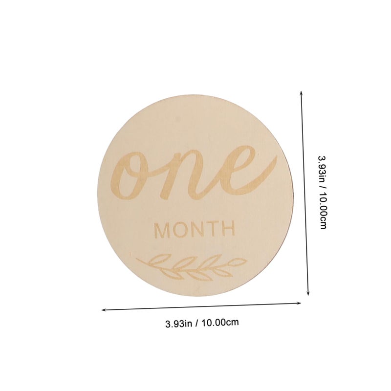 12 Natural Wood Milestone Discs For Monthly Baby Photos Safe Photo Shoot Props - Image 3
