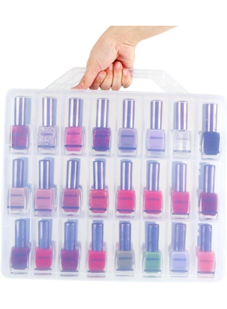 منظم طلاء أظافر محمول، حامل طلاء أظافر شفاف مزدوج الجوانب، تخزين أظافر جل لـ 48 زجاجة، موفر للمساحة (35 × 30 × 8 سم) - Image 1