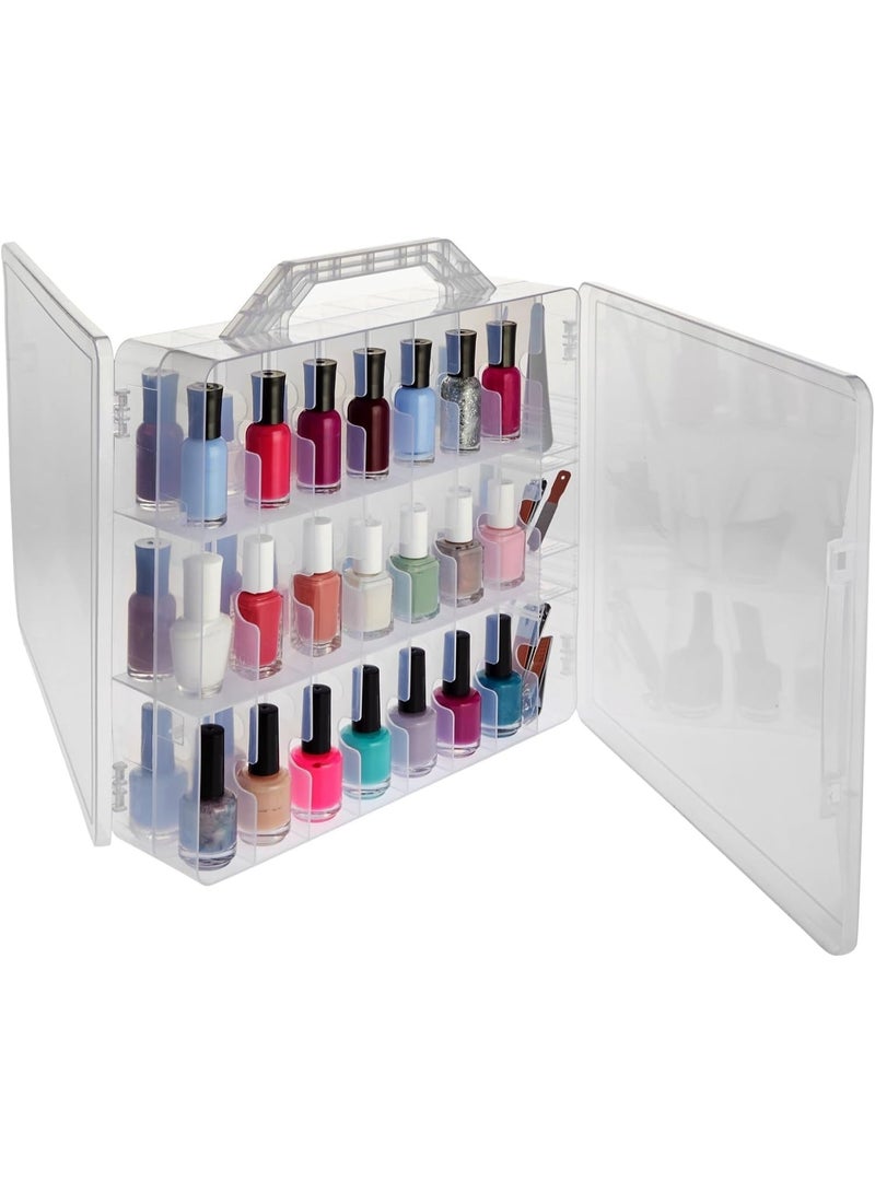 منظم طلاء أظافر محمول، حامل طلاء أظافر شفاف مزدوج الجوانب، تخزين أظافر جل لـ 48 زجاجة، موفر للمساحة (35 × 30 × 8 سم) - Image 5