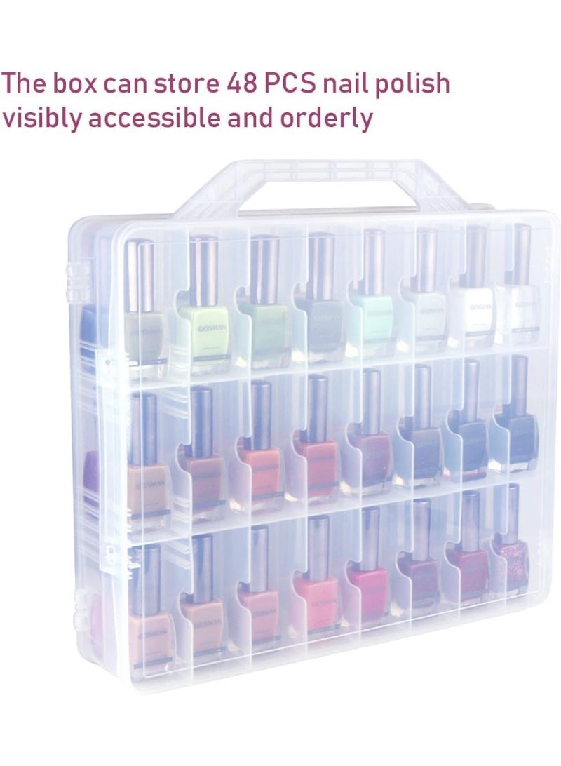 منظم طلاء أظافر محمول، حامل طلاء أظافر شفاف مزدوج الجوانب، تخزين أظافر جل لـ 48 زجاجة، موفر للمساحة (35 × 30 × 8 سم) - Image 2