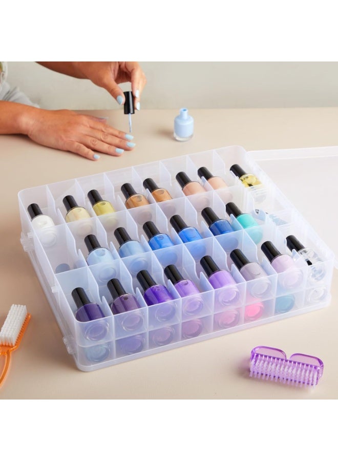منظم طلاء أظافر محمول، حامل طلاء أظافر شفاف مزدوج الجوانب، تخزين أظافر جل لـ 48 زجاجة، موفر للمساحة (35 × 30 × 8 سم) - Image 4