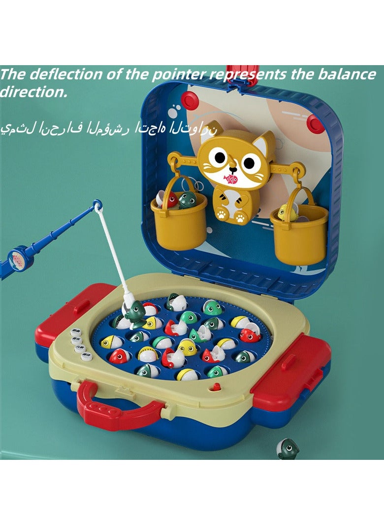 HI-FINE Fishing Toys for Kids Balance Scale Games Early Childhood Parent-Child Interactive Games With Music Stories 2 Toy Fishing Rods 24 Fish Learning and Educational Toys Sound Effect Toys (Blue) - Image 4