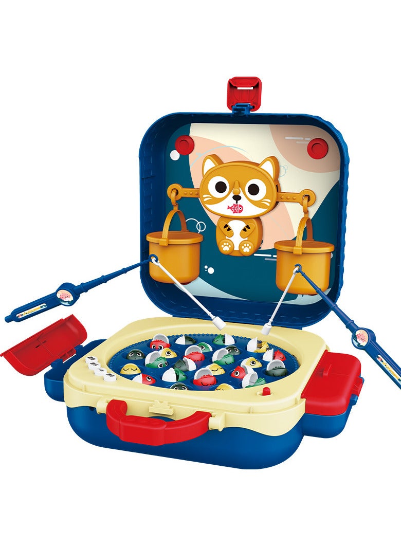 HI-FINE Fishing Toys for Kids Balance Scale Games Early Childhood Parent-Child Interactive Games With Music Stories 2 Toy Fishing Rods 24 Fish Learning and Educational Toys Sound Effect Toys (Blue) - Image 1