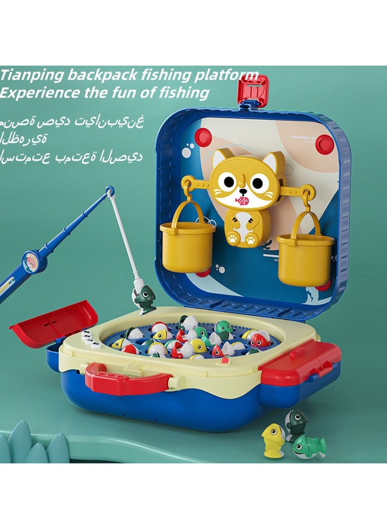 HI-FINE Fishing Toys for Kids Balance Scale Games Early Childhood Parent-Child Interactive Games With Music Stories 2 Toy Fishing Rods 24 Fish Learning and Educational Toys Sound Effect Toys (Blue) - Image 2