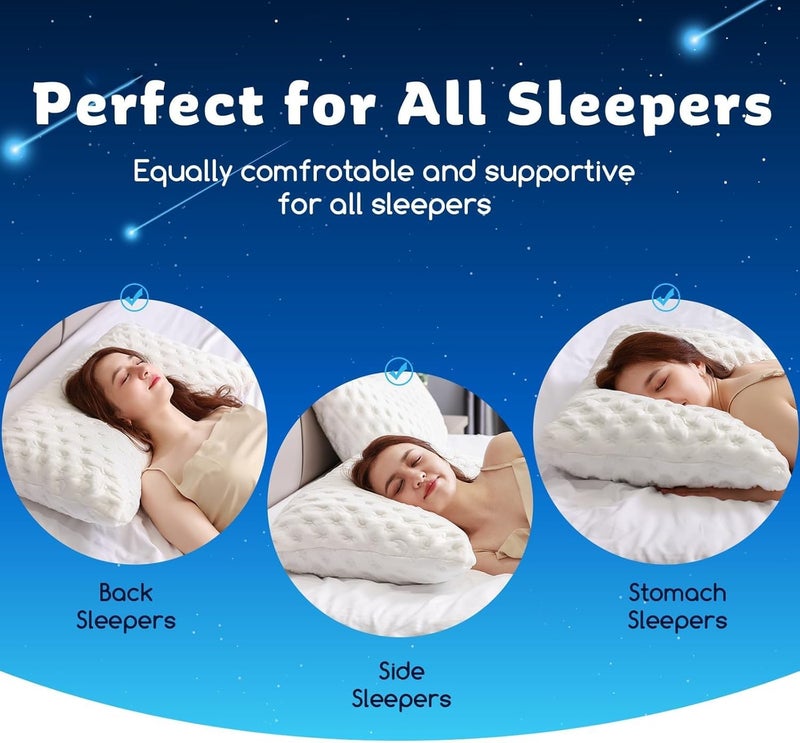 KUCEY Cooling Side Sleeper Pillow for Neck and Shoulder Pain, Luxury Shredded Memory Foam Firm Cool Bed Pillows for Sleeping Set of 1- Adjustable Standard Size- Washable Cover Original White - Image 4