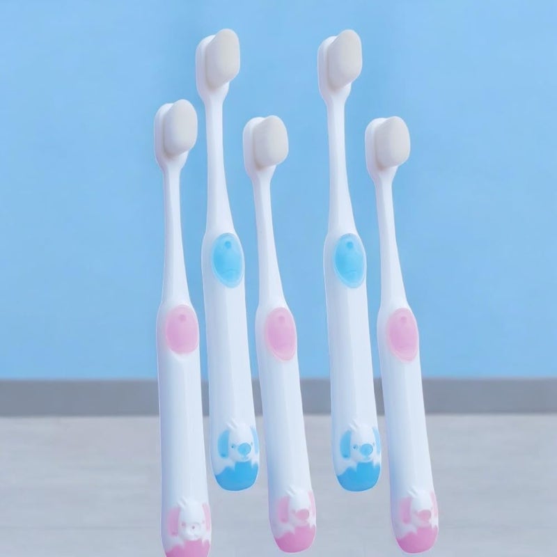 9UP® 5Pcs Extra Soft 20000 Bristle Manual Toothbrush For Kids | Children Ultra Soft Toothbrush With Dogs Design | Soft Bristle Toothbrush For Sensitive Gums (Multicolor) - Image 1