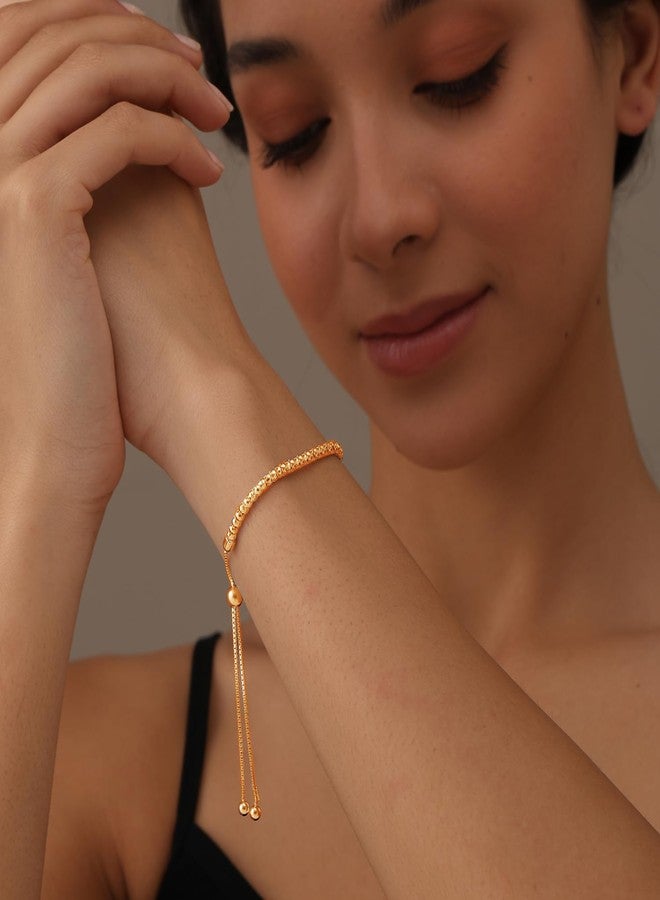 LeCalla 925 Sterling Silver Adjustable Bolo Bracelets for Women | 14K Gold-Plated Handmade Italian Beaded Ball Chain Bracelet - Image 3