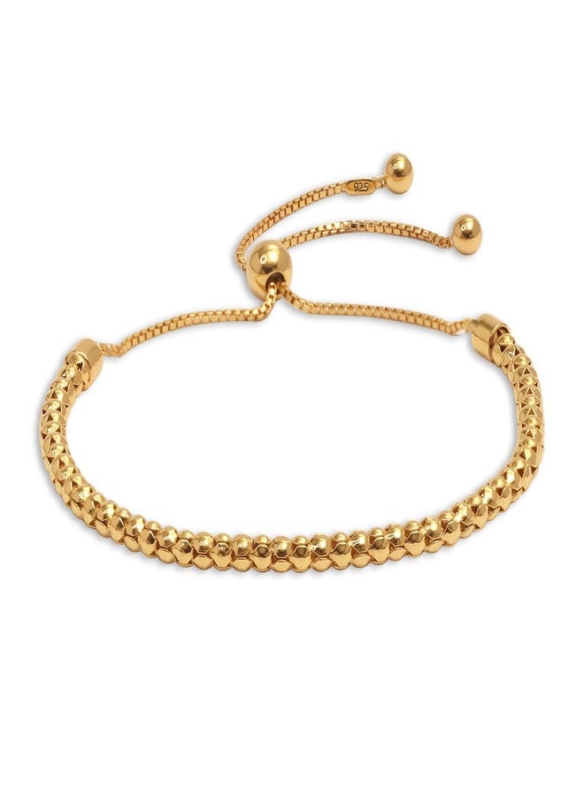 LeCalla 925 Sterling Silver Adjustable Bolo Bracelets for Women | 14K Gold-Plated Handmade Italian Beaded Ball Chain Bracelet - Image 1