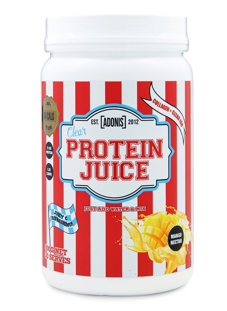 Adonis Clear Protein Juice with Collagen & Clear Whey Isolate – Mango Nectar Flavor, 30 Servings | Light Protein Drink for Active Lifestyle, Hair, Skin & Joint Support