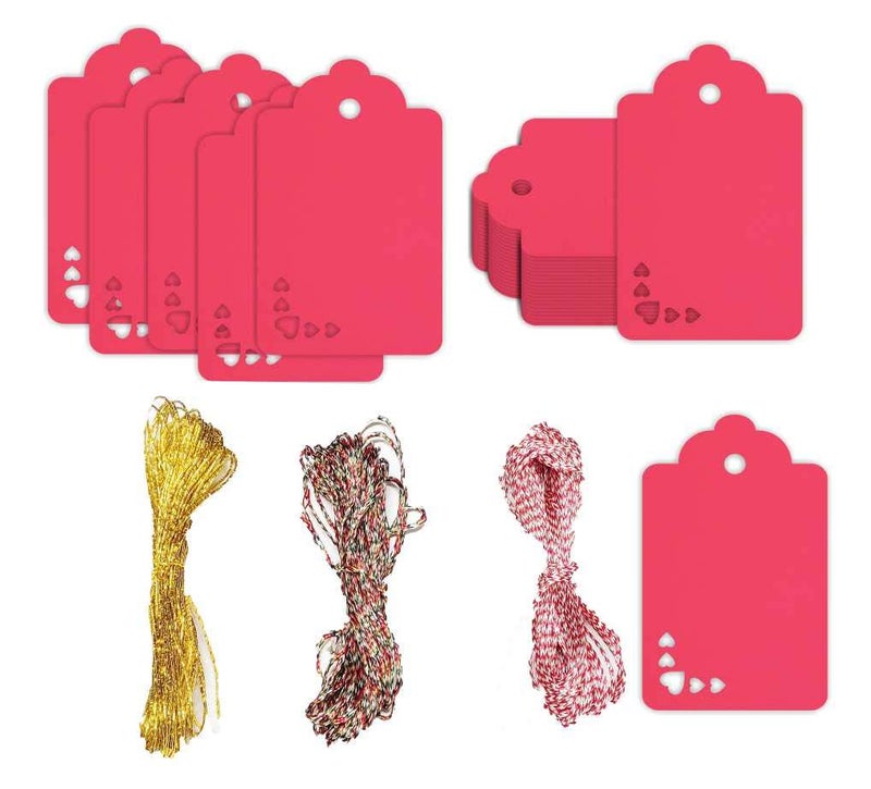 CVANU CVANU 400pcs Premium Lipstick Color Gift Tags, Double-Sided Available Kraft Paper Price Tags with 400 Root Natural Jute Twine, Craft Tags Labels Treats Tags for Wedding Thanksgiving (CV-400)  - Image 2