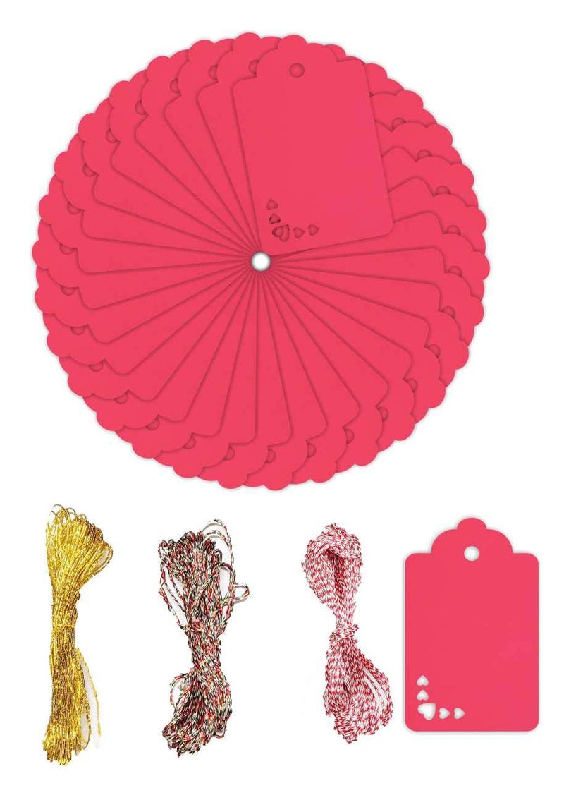 CVANU CVANU 400pcs Premium Lipstick Color Gift Tags, Double-Sided Available Kraft Paper Price Tags with 400 Root Natural Jute Twine, Craft Tags Labels Treats Tags for Wedding Thanksgiving (CV-400)  - Image 3