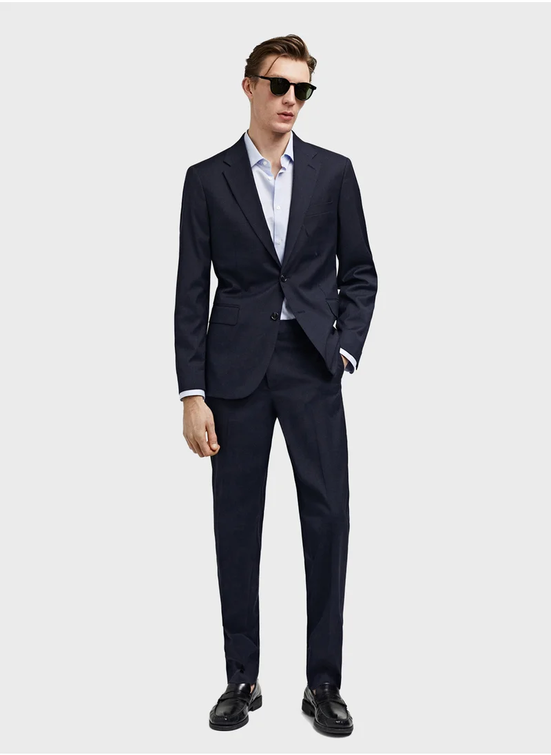 Mango Man Stretch Fabric Slim Fit Suit Trousers