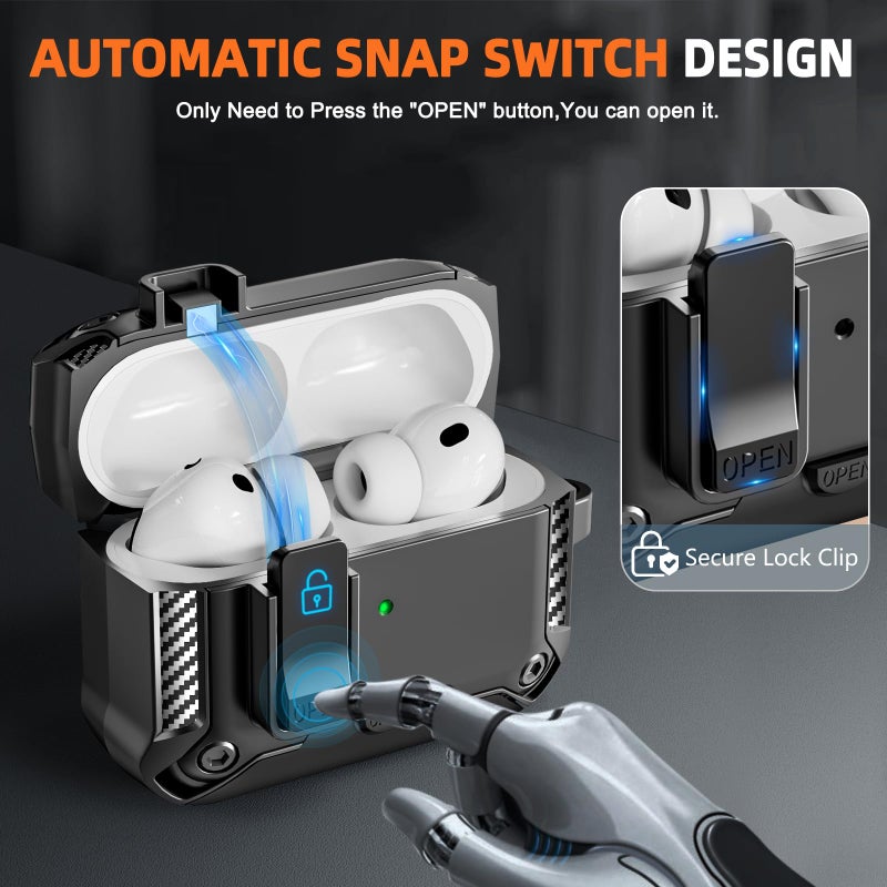 Polislime for AirPods Pro 3 Case (2025) with Phone Stand,Full Drop Protection Automatic Snap Switch Design with Cleaner Kit for iPod Pro 3rd Charging (USB-C/Lightning Cable)-Balck - Image 3