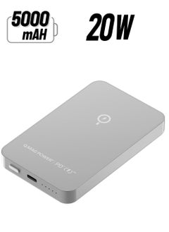 Q.Mag Power6 5000mAh Magnetic Wireless Battery Pack Compatible with Magsafe - Silver