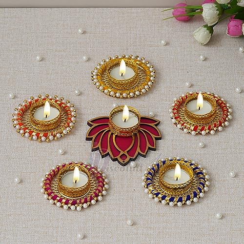 Discount ARA Tealight Holder for Rangoli Decoration Office and Home Decoration Items Recycled Material/Festival Decorative Item (Qty 6 Pieces) - Image 1