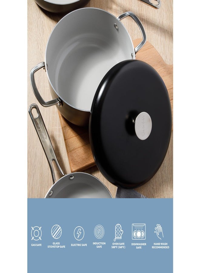 Sur La Table Kitchen Essentials Potluck Porch 5 Quart Aluminum Dutch Oven Pot w/Aluminum Lid PFA FREE Ceramic Interior Cookware Pot - Induction - Black - Image 4