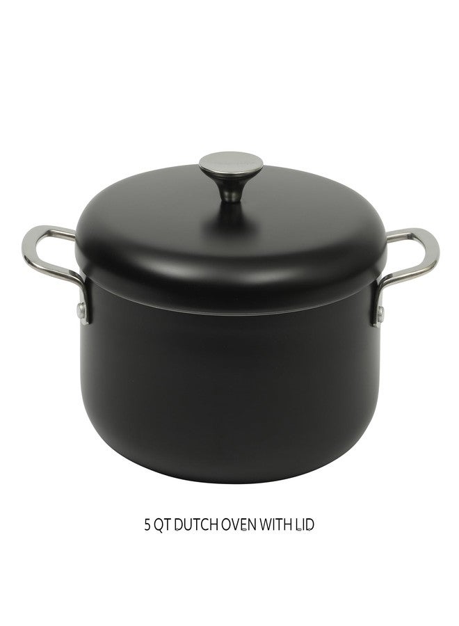 Sur La Table Kitchen Essentials Potluck Porch 5 Quart Aluminum Dutch Oven Pot w/Aluminum Lid PFA FREE Ceramic Interior Cookware Pot - Induction - Black - Image 3
