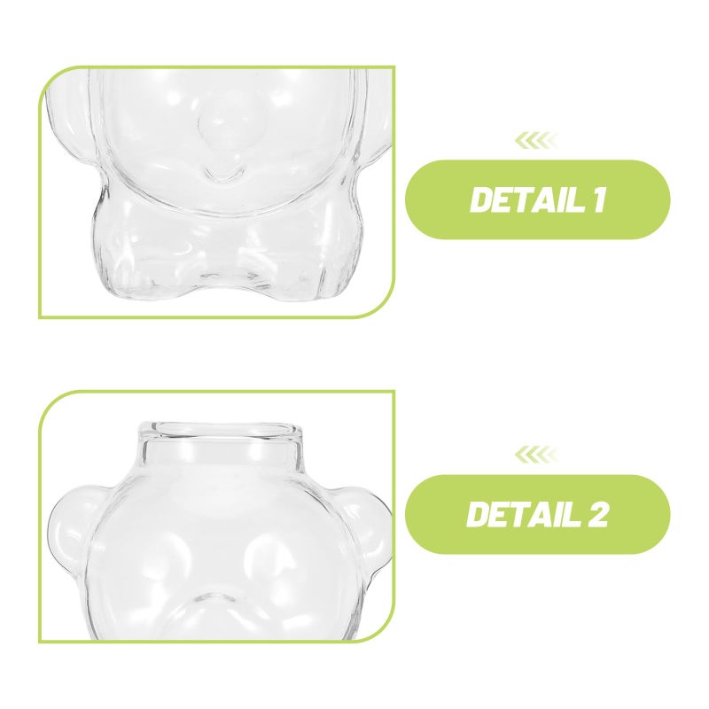Green Bear Shaped Glass Cup With Straw And Brush 320ml Reusable Drinkware For Coffee Juice Milk Water - Image 4