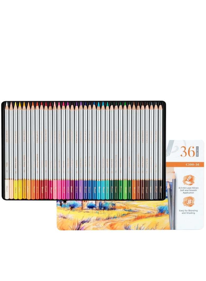 Deli EC300-36 Colored Pencils Set - 36 Vibrant Colors, Soft 4.0mm Lead, Pre-Sharpened for Blending, Layering, and Shading - Image 1