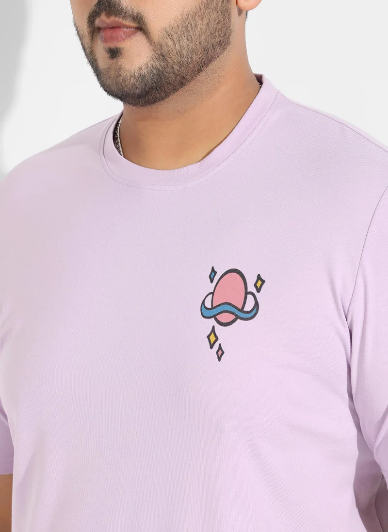 Instafab Plus Men's Lilac Basic Regular Fit T-Shirt