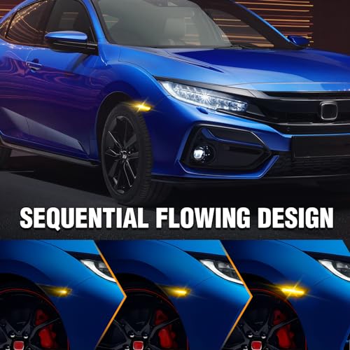 OPP ULITE Civic Side Marker Lights Amber Sequential Flowing Turn Signal Switchback Light, Plug N Play, Smoked Len for Honda Civic 2016 2017 2018 2019 2020 - Image 2