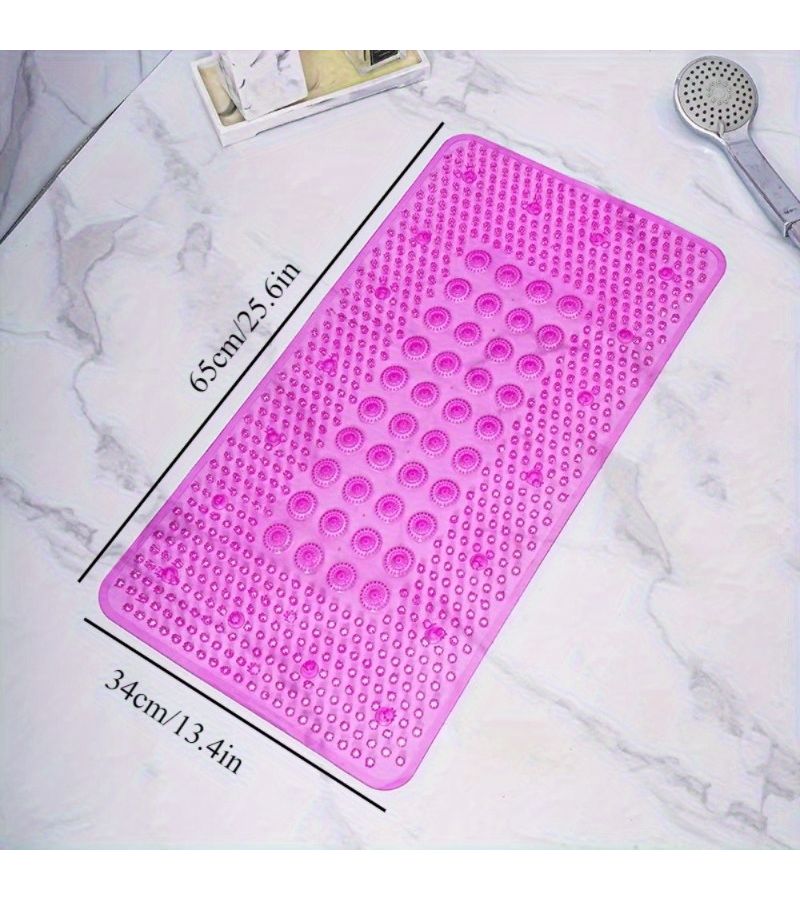 Transparent Pink PVC Shower Mat Non Slip Quick Dry Machine Washable 13x26 Inch - Image 3